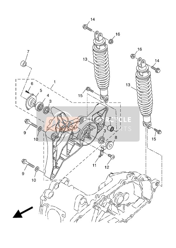 Yamaha X-MAX 400 ABS 2017 Rear Arm & Suspension for a 2017 Yamaha X-MAX 400 ABS